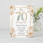 70e verjaardagsfeestje Elegante witte pioen bloemi Kaart (Staand voorkant)