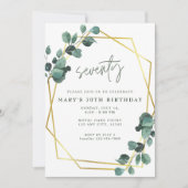 70e verjaardagsfeestje eucalyptus groen goud kaart (Voorkant)