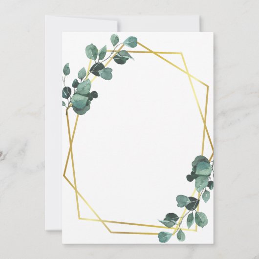 70e verjaardagsfeestje eucalyptus groen goud kaart (Achterkant)