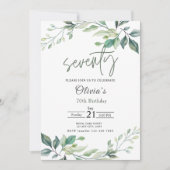 70e verjaardagsfeestje Eucalyptus groen Waterverf Kaart (Voorkant)