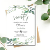 70e verjaardagsfeestje Eucalyptus groen Waterverf Kaart