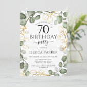 70e verjaardagsfeestje eucalyptus Waterverf Kaart (Staand voorkant)
