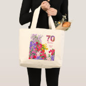 70e verjaardagsfeestje gasten bloemenjumbo canvas  grote tote bag (Voorkant (product))