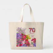 70e verjaardagsfeestje gasten bloemenjumbo canvas  grote tote bag (Achterkant)