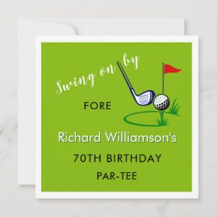 70e verjaardagsfeestje golf thema voor mannen kaart