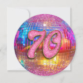 70e verjaardagsfeestje Gouden Roze Glitter Disco B Kaart (Achterkant)