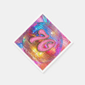 70e verjaardagsfeestje Gouden Roze Glitter Disco B Servet (Hoek)