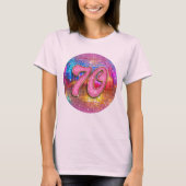 70e verjaardagsfeestje Gouden Roze Glitter Disco B T-shirt (Voorkant)