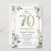 70e verjaardagsfeestje gouden Waterverf groen Kaart (Voorkant)