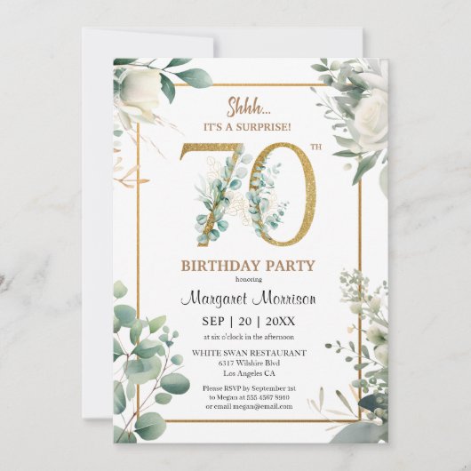 70e verjaardagsfeestje gouden Waterverf groen Kaart (Voorkant)