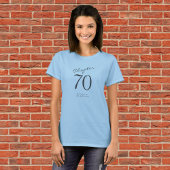 70e verjaardagsfeestje grijs script blauw t-shirt