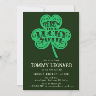 70e verjaardagsfeestje Lucky Shamrock Iers Kaart