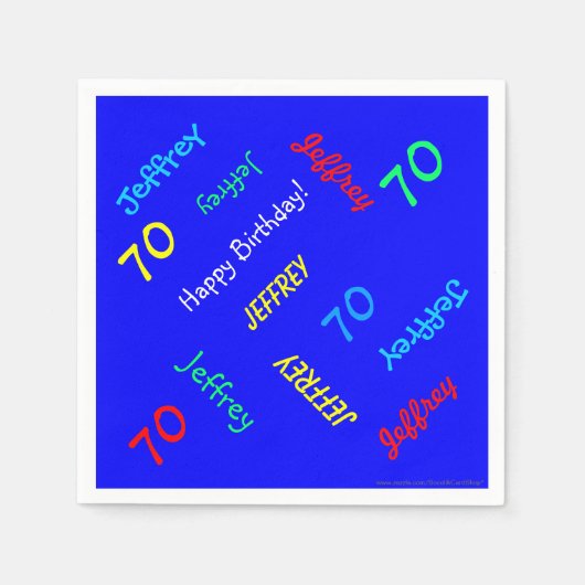 70e verjaardagsfeestje met herhalende namen Blue P Servetten (Voorkant)