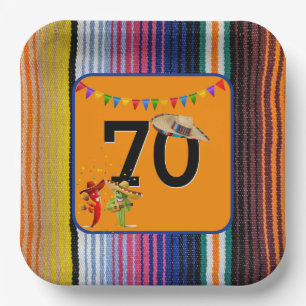 70e verjaardagsfeestje Mexicaans ontwerp Papieren Bordje