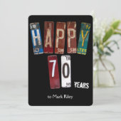 70e verjaardagsfeestje-oude licentie borden kaart (Staand voorkant)