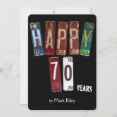 70e verjaardagsfeestje-oude licentie borden kaart (Voorkant)