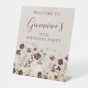 70e verjaardagsfeestje pompoen Wildflower Welkom Reclamebord Met Voetstuk