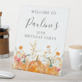 70e verjaardagsfeestje pompoen Wildflower Welkom Reclamebord Met Voetstuk (Insitu)