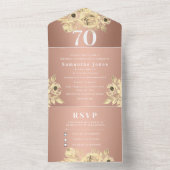 70e verjaardagsfeestje Roos Goud Bold Chic Modern All In One Uitnodiging (Binnen)