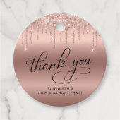 70e verjaardagsfeestje Roos gouden glitter dank u Bedankjes Labels (Voorkant)