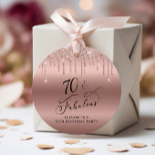 70e verjaardagsfeestje Roos gouden glitter dank u Bedankjes Labels