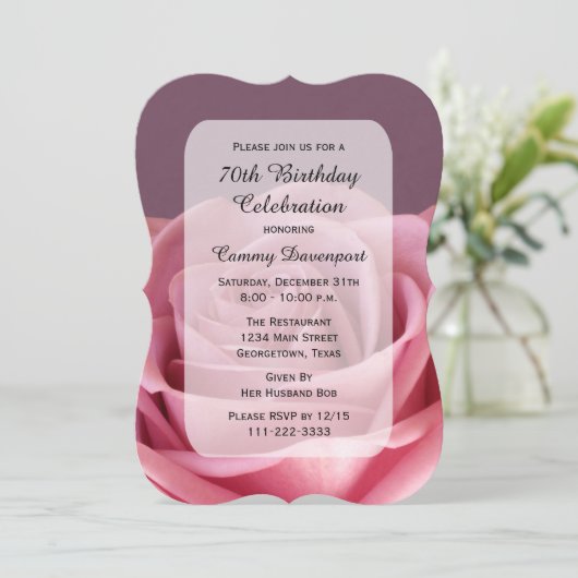 70e verjaardagsfeestje  Roos Kaart (Staand voorkant)