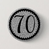 70e verjaardagsfeestje Silver Glitter Classic Ronde Button 5,7 Cm (Voorkant)