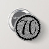 70e verjaardagsfeestje Silver Glitter Classic Ronde Button 5,7 Cm (Voorkant /achterkant)