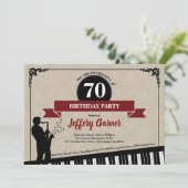 70e verjaardagsfeestje, uitnodiging voor Jazz-muzi (Staand voorkant)