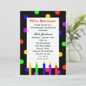 70e verjaardagsfeestje uitnodigingskaarsen en Stip Kaart (Staand voorkant)