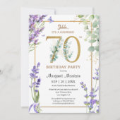 70e verjaardagsfeestje Waterverf Paarse lavendel Kaart (Voorkant)
