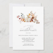 70e verjaardagsfeestje Witte pompoen Herfst Bloeme Kaart (Voorkant)