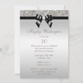 70e verjaardagsfeestje zilveren pailletten zwarte  kaart (Achterkant)