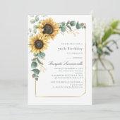 70e verjaardagsfeestje Zonnebloem Eucalyptus Botan Kaart (Staand voorkant)