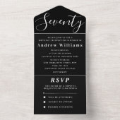 70e verjaardagsfeestje zwart wit eenvoudig modern all in one uitnodiging (Binnen)