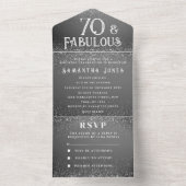 70e verjaardagsfeestje zwart wit sprankeling moder all in one uitnodiging (Binnen)