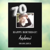 70e verjaardagsfeestje zwarte foto naam man raamsticker (Vel 3)