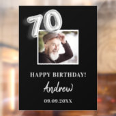 70e verjaardagsfeestje zwarte foto naam man raamsticker (Vel 2)