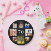 70e verjaardagsfeestje zwarte fotocollage man papieren bordje (Feest)