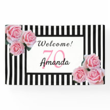 70e verjaardagsfeestje zwarte witte strepen floral