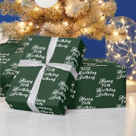 70e Verjaardagsfeestnaam Groen Modern Patroon Cadeaupapier