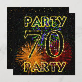 70e verjaardagsfeestuitnodiging met vuurwerk kaart (Voorkant / Achterkant)