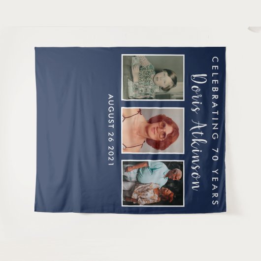 70e verjaardagsfotocollage backdrop banner wandkleed (Voorkant (horizontaal))