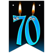 70e verjaardagskaarsen met oogballen vlaggetjes (Derde vlag)