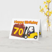 70e verjaardagskaart met een vorkheftruck kaart (Gele Bloem)