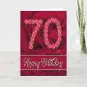 70e verjaardagskaart met rozen en bladeren kaart (Voorkant)
