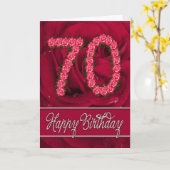 70e verjaardagskaart met rozen en bladeren kaart (Gele Bloem)