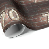 70e verjaardagsmarquee licht op baksteen cadeaupapier (Rol Hoek)