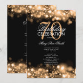70e Verjaardagsprogramma Glam Lights Gouden Menu Kaart (Voorkant / Achterkant)