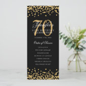 70e verjaardagsprogramma menu dank je gouden confe kaart (Staand voorkant)